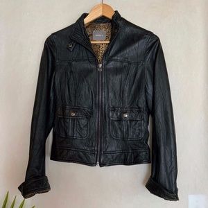 Kenna-T Genuine Black Leather Moto Jacket